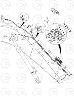 3141 LUBRICATION PIPING - BOOM 5.6m DX210W, Doosan