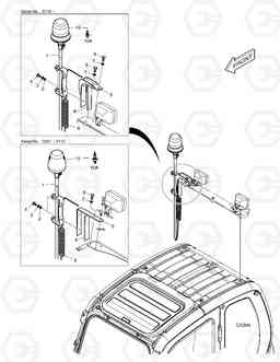 6440 ROTATING BEACON(TELESCOPIC) WITH LAMP DX180LC, Doosan