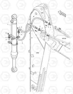 6930 ARM PIPING - ARM 2.3m (ARTI BOOM) DX180LC, Doosan