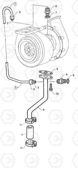 G010-50 LUBRICATION  TURBOCHARGER MT36-41, Doosan
