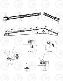 7050 BOOM PIPING - BOOM 9.55m(ROTATING) DX255LC, Doosan