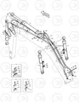 3130 FRONT PIPING-BOOM 4.6m+ARM 3m-NO L.V. SOLAR 140LC-V, Doosan