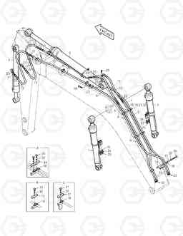 3130 FRONT PIPING-BOOM 4.6m+ARM 3m-NO L.V. SOLAR 155LC-V, Doosan