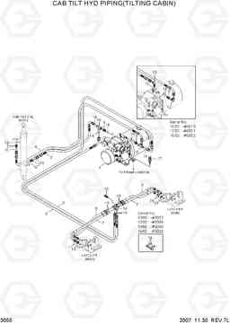 3055 CAB TILT HYD PIPING(TILTING CABIN) 100/120/135/160D-7, Hyundai
