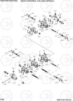 3A20 MAIN CONTROL VALVE(3-SPOOL) 100/120/135/160D-7, Hyundai