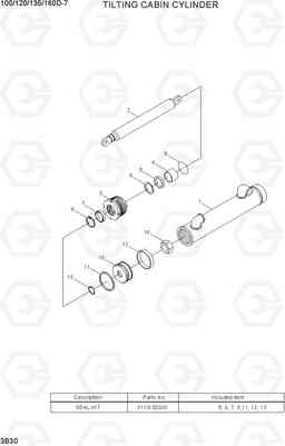 3B30 TILTING CABIN CYLINDER 100/120/135/160D-7, Hyundai