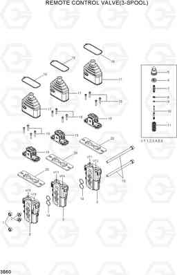 3B60 REMOTE CONTROL VALVE(3-SPOOL) 100/120/135/160D-7, Hyundai