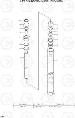 7065 LIFT CYLINDER(V-MAST, 135D/160D) 100/120/135/160D-7, Hyundai