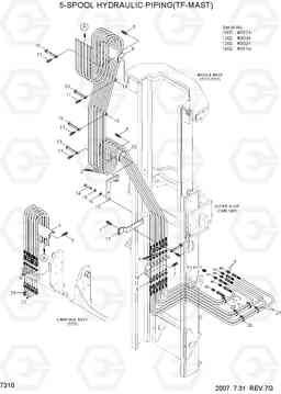 7310 5-SPOOL HYDRAULIC PIPING(TF-MAST) 100/120/135/160D-7, Hyundai