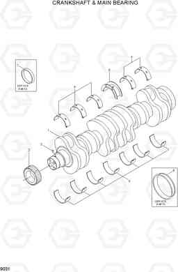 9031 CRANKSHAFT & MAIN BEARING 100/120/135/160D-7, Hyundai