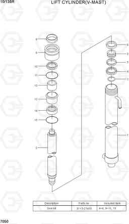 7050 LIFT CYLINDER(V-MAST) 10/13BR-7, Hyundai