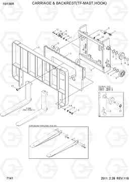 7141 CARR & BACKREST(TF-MAST,HOOK) 10/13BR-7, Hyundai