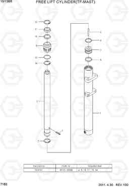 7160 FREE LIFT CYLINDER(TF-MAST) 10/13BR-7, Hyundai