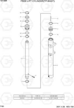 7161 FREE LIFT CYLINDER(TF-MAST) 10/13BR-7, Hyundai