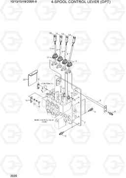2020 4-SPOOL CONTROL LEVER (OPT) 10/13/15/18/20BR-9, Hyundai