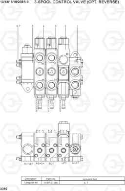 3015 3-SPOOL CONTROL VALVE (OPT, REVERSE) 10/13/15/18/20BR-9, Hyundai