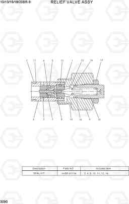 3090 RELIEF VALVE ASSY 10/13/15/18/20BR-9, Hyundai