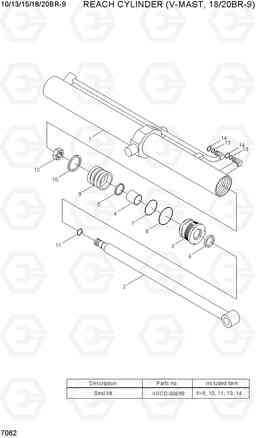 7062 REACH CYLINDER (V-MAST, 18/20BR-9) 10/13/15/18/20BR-9, Hyundai
