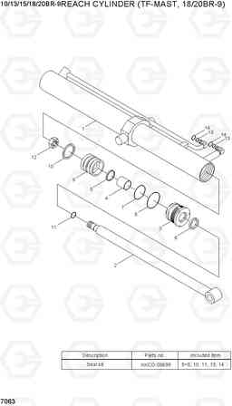 7063 REACH CYLINDER (TF-MAST, 18/20BR-9) 10/13/15/18/20BR-9, Hyundai