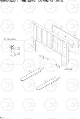 7232 FORK (HOOK, BOLZONI, 10~18BR-9) 10/13/15/18/20BR-9, Hyundai