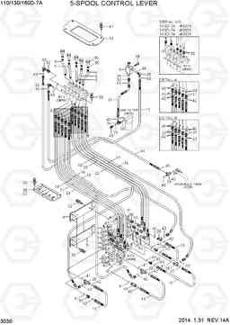 3030 5-SPOOL CONTROL LEVER 110/130/160D-7A, Hyundai