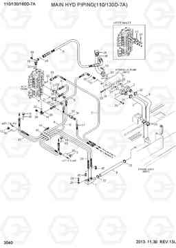 3040 MAIN HYD PIPING (110/130D-7A) 110/130/160D-7A, Hyundai