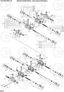 3A20 MAIN CONTROL VALVE (3-SPOOL) 110/130/160D-7A, Hyundai