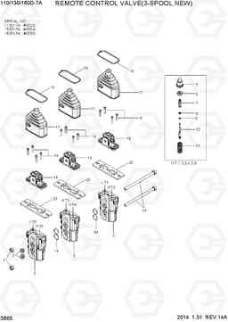 3B65 REMOTE CONTROL VALVE (3-SPOOL,NEW) 110/130/160D-7A, Hyundai