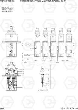 3B80 REMOTE CONTROL VALVE (5-SPOOL,OLD) 110/130/160D-7A, Hyundai