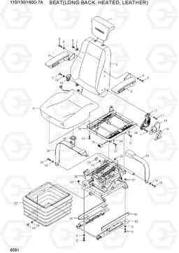 6091 SEAT(LONG BACK, HEATED, LEATHER) 110/130/160D-7A, Hyundai