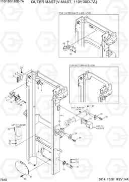 7010 OUTER MAST (V-MAST, 110/130D-7A) 110/130/160D-7A, Hyundai