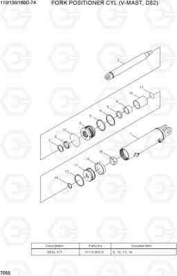 7055 FORK POSITIONER CYL (V-MAST, D82) 110/130/160D-7A, Hyundai