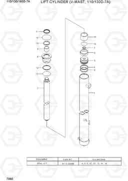 7060 LIFT CYLINDER (V-MAST, 110/130D-7A) 110/130/160D-7A, Hyundai