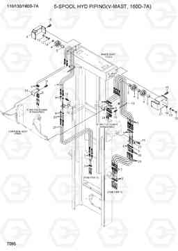 7095 5-SPOOL HYD PIPING (V-MAST, 160D-7A) 110/130/160D-7A, Hyundai