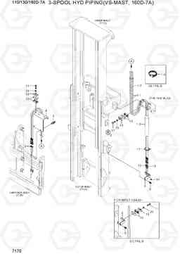 7170 3-SPOOL HYD PIPING (VS-MAST, 160D-7A) 110/130/160D-7A, Hyundai