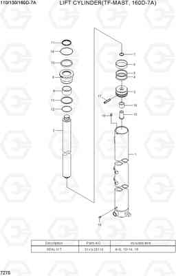 7275 LIFT CYLINDER (TF-MAST, 160D-7A) 110/130/160D-7A, Hyundai