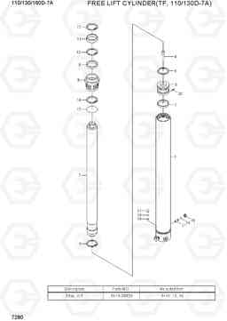 7280 FREE LIFT CYLINDER (TF, 110/130D-7A) 110/130/160D-7A, Hyundai
