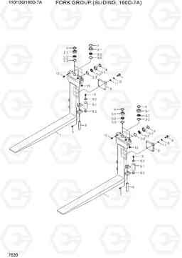 7530 FORK GROUP (SLIDING, 160D-7A) 110/130/160D-7A, Hyundai