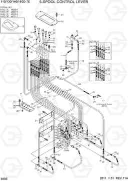 3030 5-SPOOL CONTROL LEVER 110/130/140/160D-7E, Hyundai