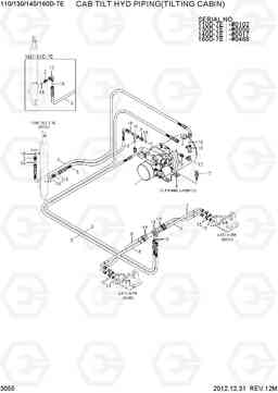 3055 CAB TILT HYD PIPING(TILTING CABIN) 110/130/140/160D-7E, Hyundai