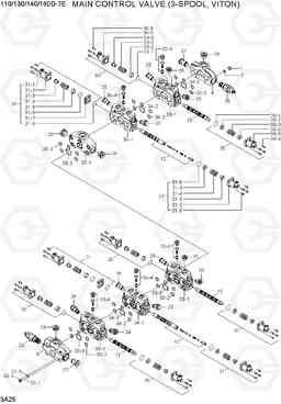 3A25 MAIN CONTROL VALVE(3-SPOOL, VITON) 110/130/140/160D-7E, Hyundai