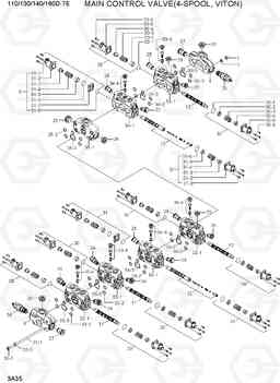 3A35 MAIN CONTROL VALVE(4-SPOOL, VITON) 110/130/140/160D-7E, Hyundai