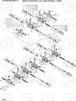 3A40 MAIN CONTROL VALVE(5-SPOOL, NBR) 110/130/140/160D-7E, Hyundai