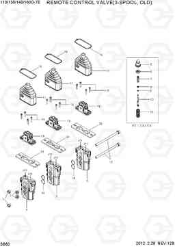 3B60 REMOTE CONTROL VALVE(3-SPOOL,OLD) 110/130/140/160D-7E, Hyundai