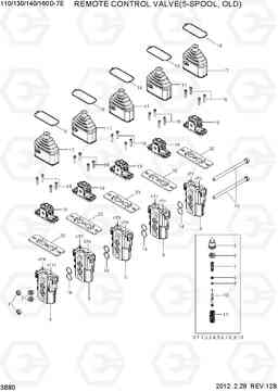 3B80 REMOTE CONTROL VALVE(5-SPOOL,OLD) 110/130/140/160D-7E, Hyundai