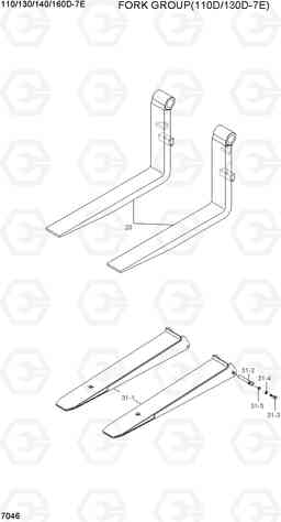 7046 FORK GROUP(110D/130D-7E) 110/130/140/160D-7E, Hyundai
