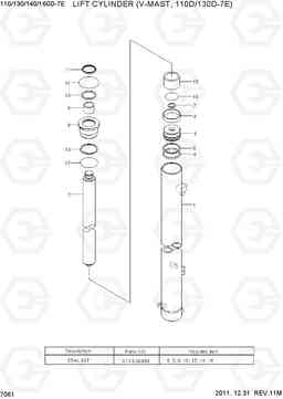 7061 LIFT CYLINDER(V-MAST, 110/130D-7E) 110/130/140/160D-7E, Hyundai