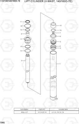 7065 LIFT CYLINDER(V-MAST, 140/160D-7E) 110/130/140/160D-7E, Hyundai