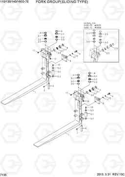 7135 FORK GROUP(SLIDING TYPE, 140/160D-7E) 110/130/140/160D-7E, Hyundai