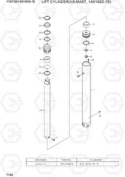 7150 LIFT CYLINDER(VS-MAST, 140/160D-7E) 110/130/140/160D-7E, Hyundai